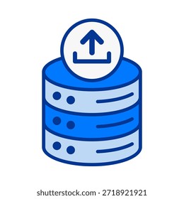 Símbolo de base de datos con flecha de Cargar ideal para Envíos de transferencia de datos y tareas de almacenamiento en la nube.