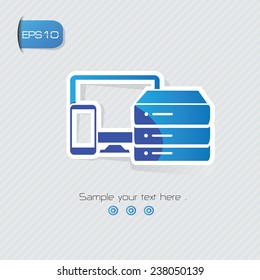 Database symbol,sticker design,blue version,clean vector