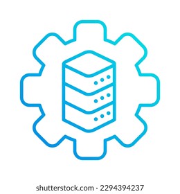 database system automation gradient outline icon vector illustration