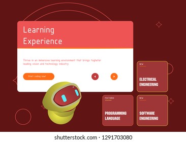 Database system and Big data flow processing concept, cloud database, robot vector, web hosting icons. Smart concept in database system - Vector