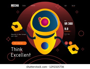 Database system and Big data flow processing concept, cloud database, robot vector, web hosting icons. Smart concept in database system - Vector