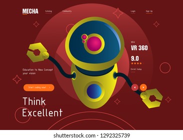 Database system and Big data flow processing concept, cloud database, robot vector, web hosting icons. Smart concept in database system - Vector