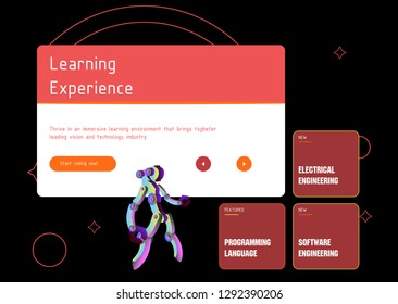 Database system and Big data flow processing concept, cloud database, robot vector, web hosting icons. Smart concept in database system - Vector
