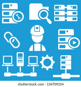 Database system icon set,vector