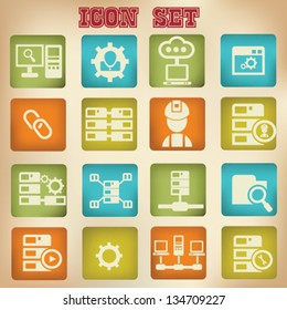 Database system sign,vintage style set,vector