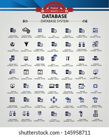 Database system,Data center,Data security icons,Blue version,vector