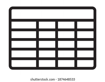 Database Table Entries Or Tabular Table For Data Line Art Vector Icon For Tech Apps And Websites