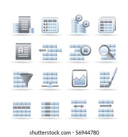 Database And Table Formatting Icons - Vector Icon Set