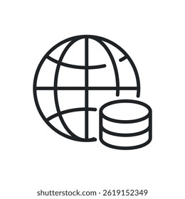 Database thin line icons. Perfect pixel on transparent background