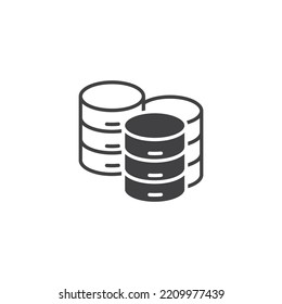 Database thin line icons. Vector illustration isolated on white. Editable stroke.