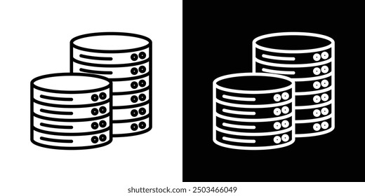Database thin line vector icon set.