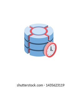 Database time. Vector 3d isometric color icon new flat style. Creative illustration, idea for infographics.