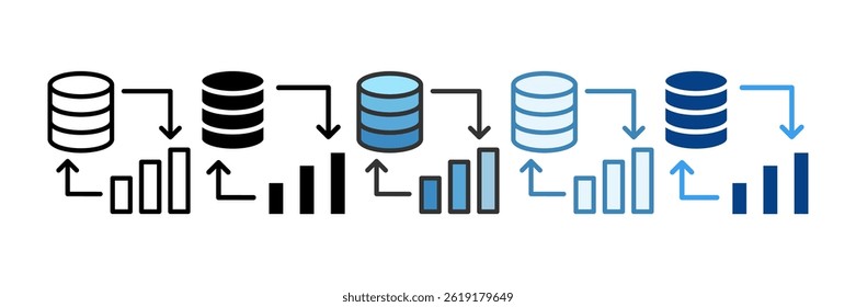 Database Transaction Icon Set Multiple Style Collection