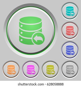 Database transaction rollback color icons on sunk push buttons