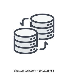 Database transfer color line icon. Server storage exchange vector outline colorful sign.