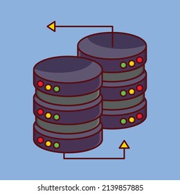 Datenbanktransfer Vektorgrafik auf transparentem Hintergrund.Premium-Qualitätssymbole. Vektorlinienflachsymbol für Konzept und Grafikdesign.