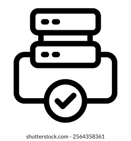 Database validation icon with simple and line style