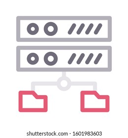 database vector color line icon 