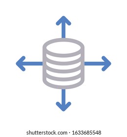 database vector color line icon 