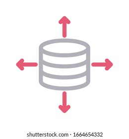 database vector color line icon 