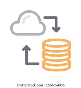 database vector color line icon 