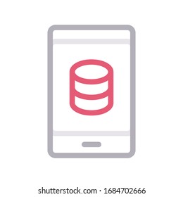 database vector color line icon 