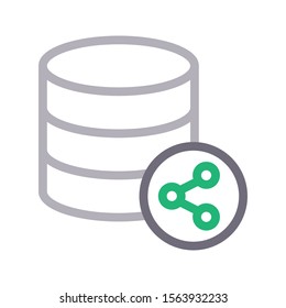 database vector colour line icon 