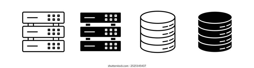 Database vector vector filled and outlined iconss collection