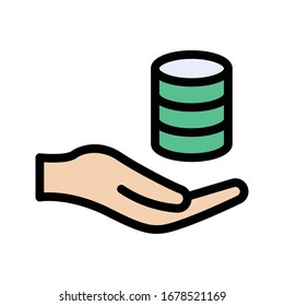 database vector flat color icon 
