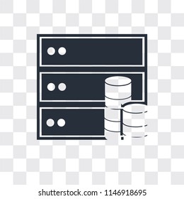 Database vector icon isolated on transparent background, Database logo concept