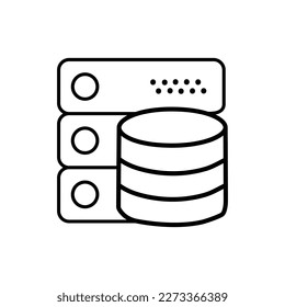 Database vector icon, Outline style, isolated on white Background.