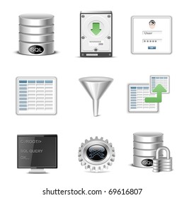 conjunto de iconos vectoriales de base de datos