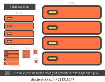 Database vector line icon isolated on white background. Database line icon for infographic, website or app. Scalable icon designed on a grid system.