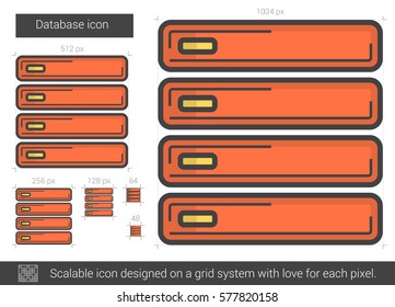 Database vector line icon isolated on white background. Database line icon for infographic, website or app. Scalable icon designed on a grid system.