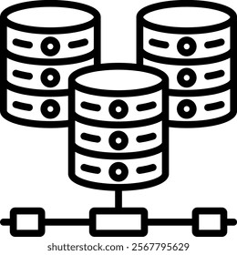 Database Vector Lineal Icon On White Background.