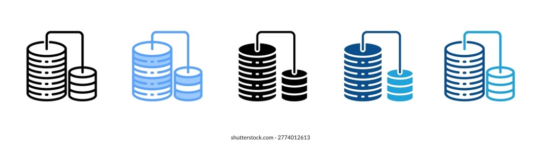 Database web icon with multiple style collection