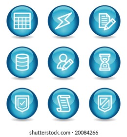 Database web icons, blue glossy sphere series