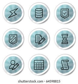 Database web icons, blue shine stickers series