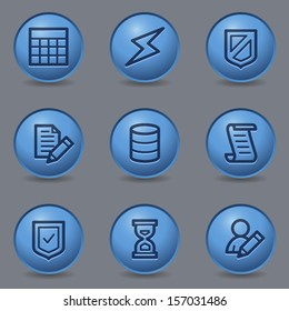Database web icons, circle blue buttons