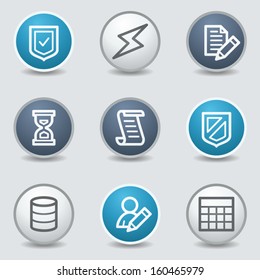 Database web icons, circle blue buttons