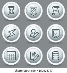 Database web icons, circle grey matte buttons