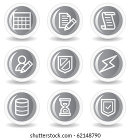 Database web icons, circle grey glossy buttons