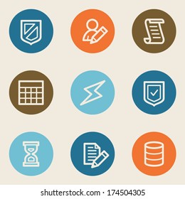 Database web icons, color circle buttons
