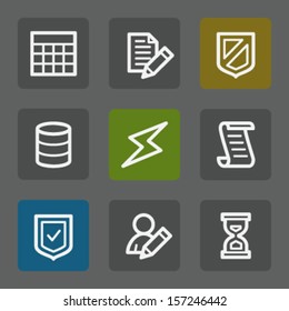 Database web icons, flat buttons