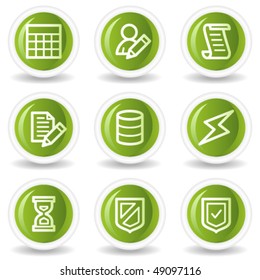 Database web icons, green circle buttons