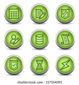 Database web icons , green glossy set
