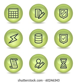 Database web icons , green glossy circle buttons