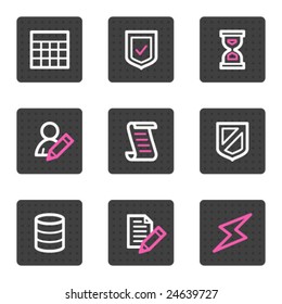 Ícones da Web do banco de dados, série de botões quadrados cinzas