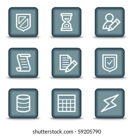 Database web icons, grey square buttons