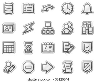 Database web icons, grey sticker series